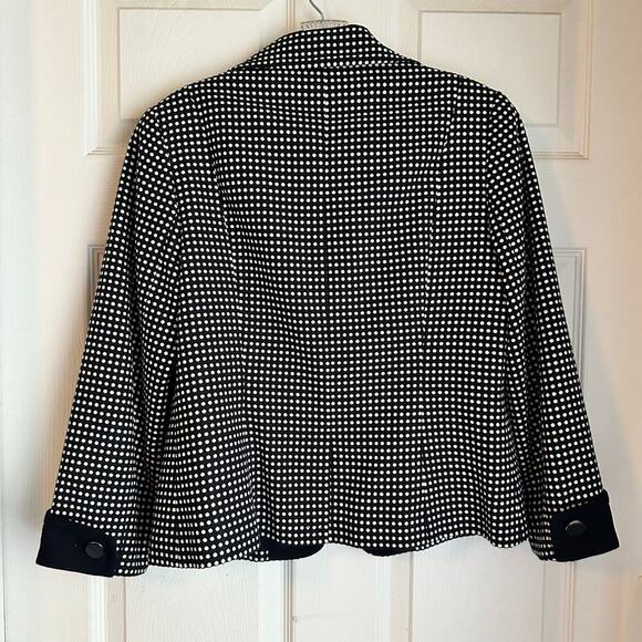 Talbots Petites Women's Size 8P Navy Blue White Polka Dot Blazer Jacket Career - Picture 4 of 6